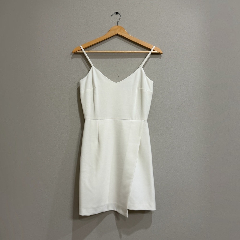 French Connection Whisper White Faux Wrap Mini Dress Size 2 Spaghetti Strap - Picture 1 of 10